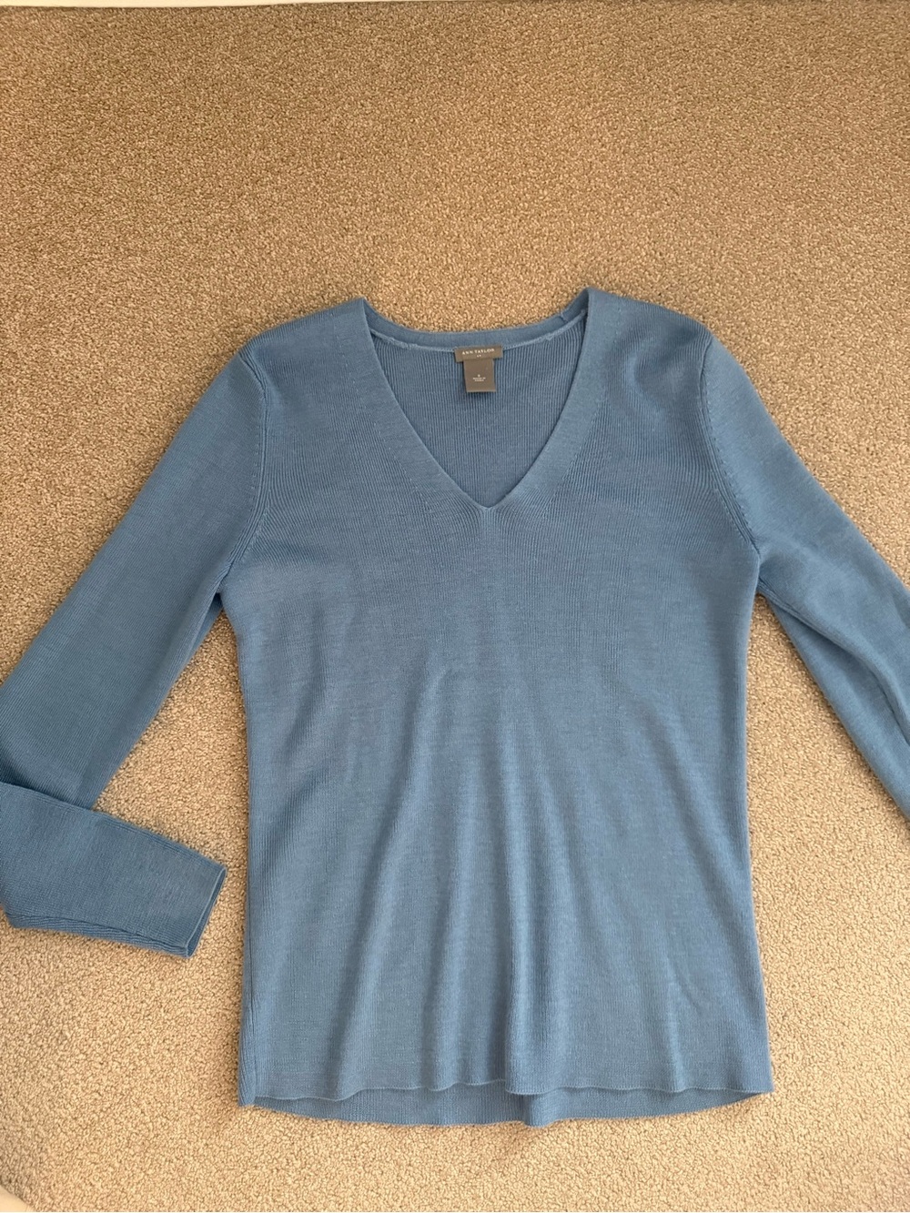 Ann Taylor Soft Blue V-Neck Sweater